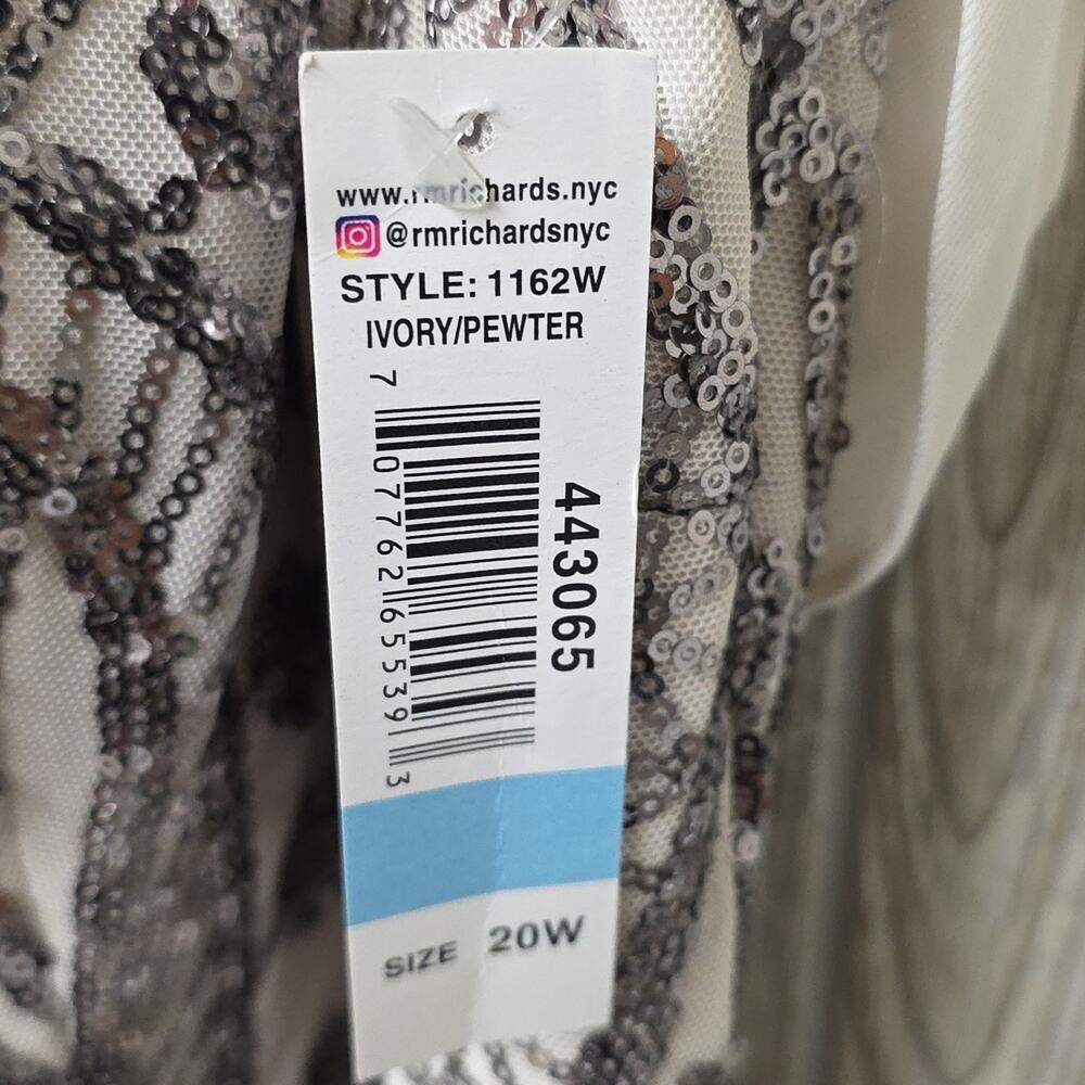 R&M Richards Graceful Mesh Beaded Gown Maxi Formal Dress Women Plus Size 20W NWT - Picture 6 of 13